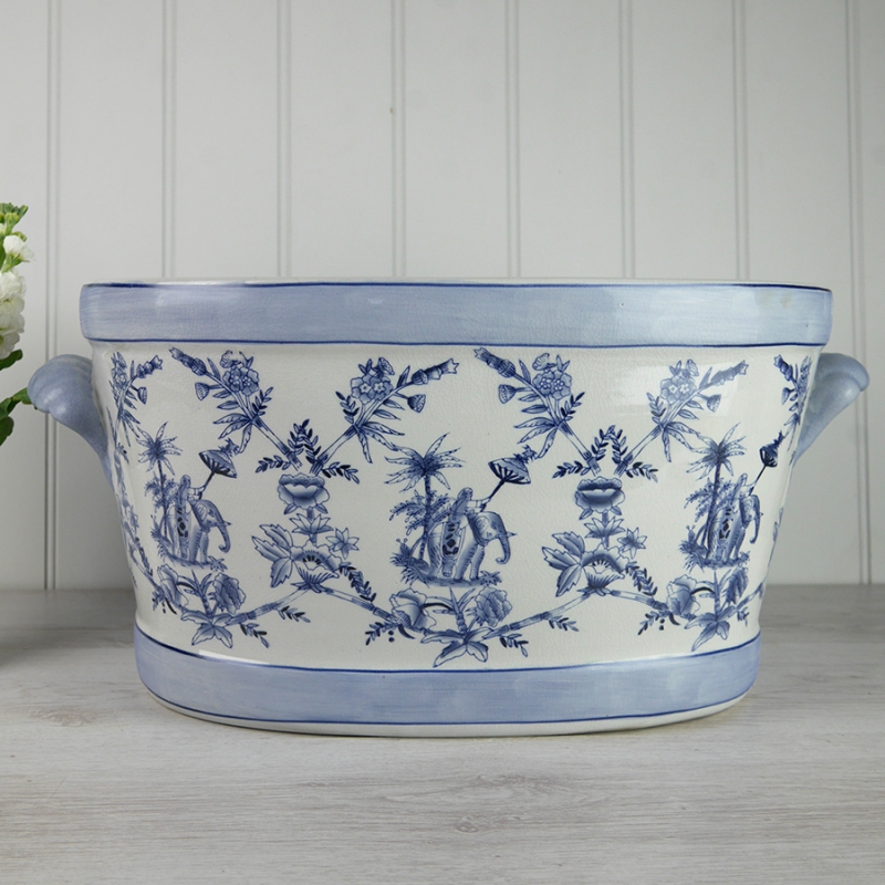 Large Blue and White Planter