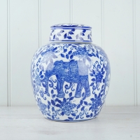 Blue Elephant Ginger Jar - S