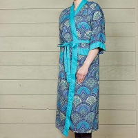 Bright Blue Cotton Dressing Gown