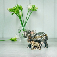 Elephant with Baby Trinket Box