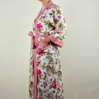 Floral Dressing Gown with Red Trim