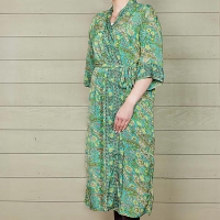 Green Print Silk Dressing Gown