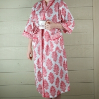 Pink & White Cotton Dressing Gown