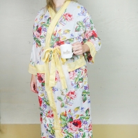 White and Yellow Edged Dressing Gown 